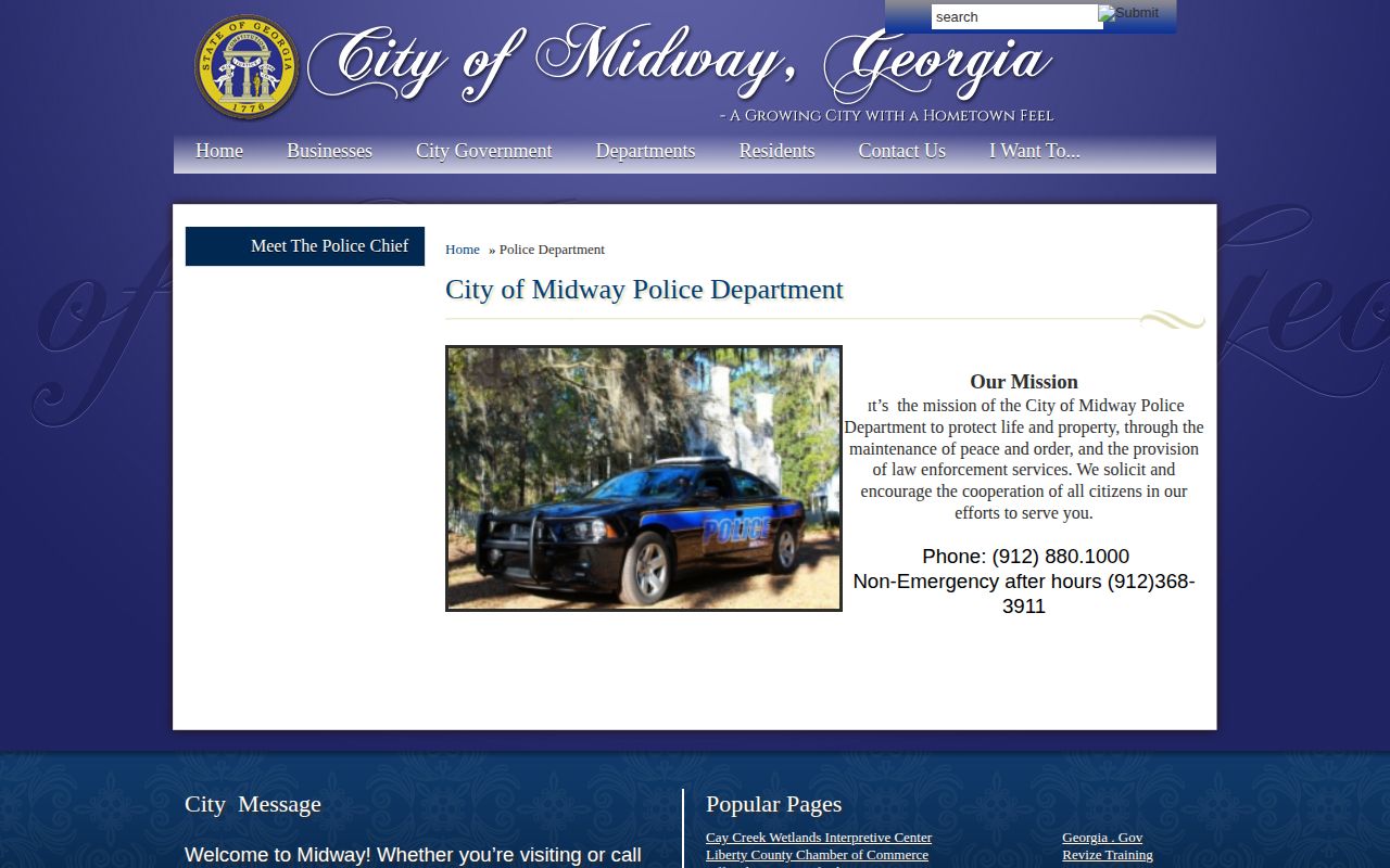 Midway Police Department official page for busted mugshots and arrest records